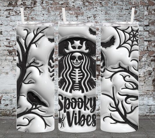 Spooky Vibes Siren 3D Glow In The Dark 20 Ounce Sublimated Tumbler